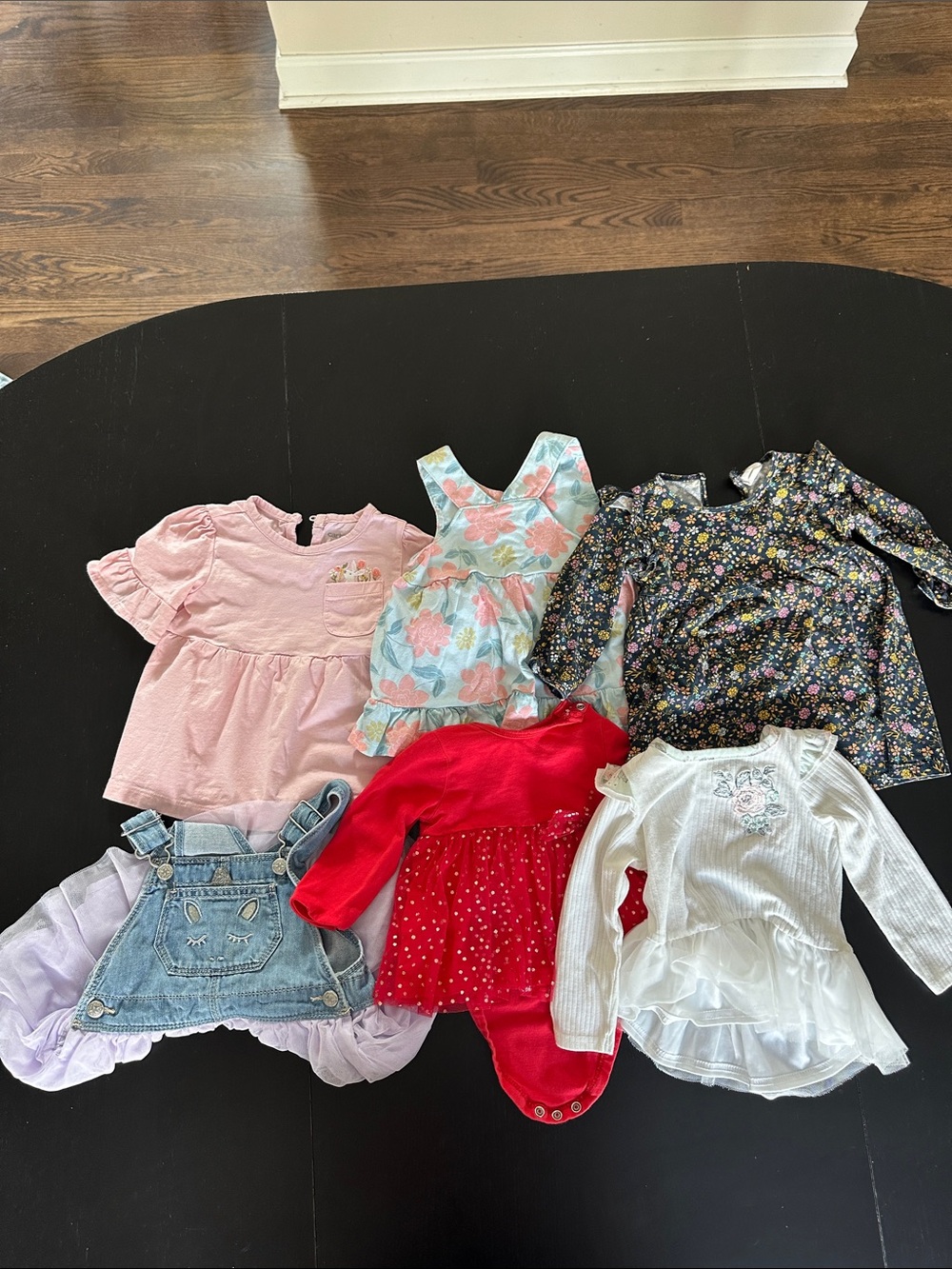 Baby Girls Mixed Outfit Bundle - Pink, Floral, Red, Denim, White